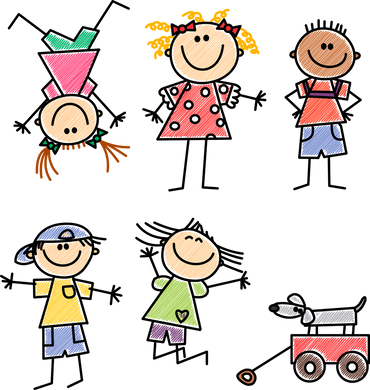 Tegning af legende børn